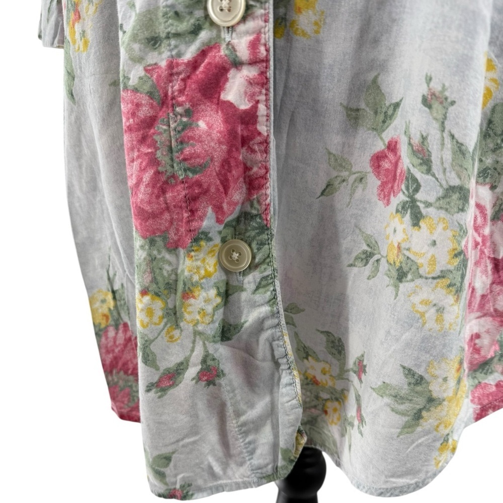 Lauren Ralph Lauren Floral Embroidered Soft Cotton Rayon Button-Up Nightshirt - Picture 12 of 16